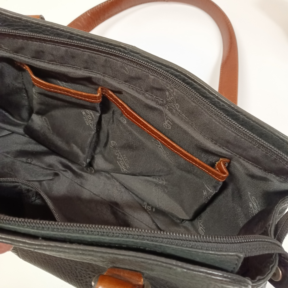 Fossil East West Pebble Leather Shoulder Bag Black & Brown - Picture 11 of 12